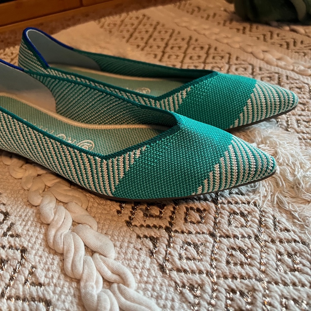 Rothy’s Turquoise Calypso Stripe The Pointe Flats - Picture 8 of 9